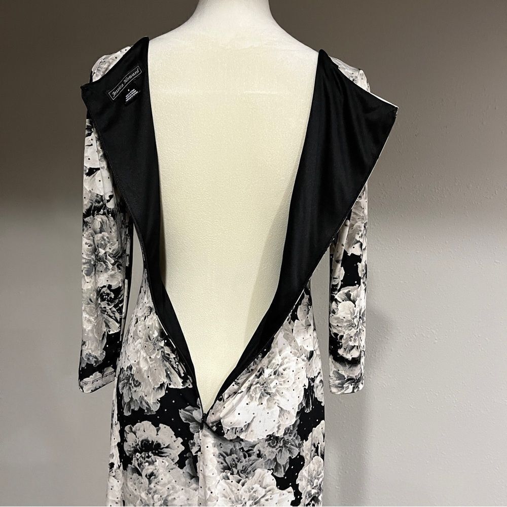 Long sleeve floral fitted knee length dress - Picture 9 of 14